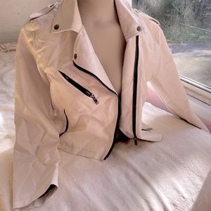 Creme leather jacket size large